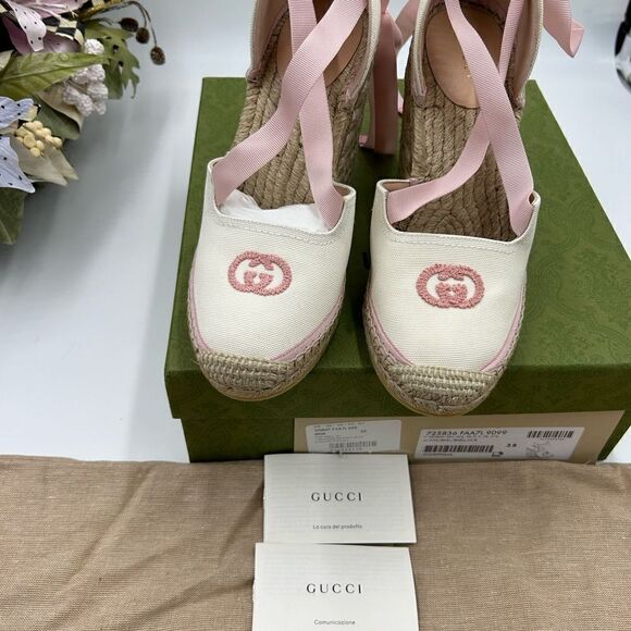 Women’s Gucci GG espadrilles with ribbon tie size 39 made in Spain - Picture 8 of 11